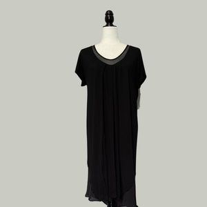 NWT H Halston Black Short Sleeve Chemise | Night Sleepwear Dress